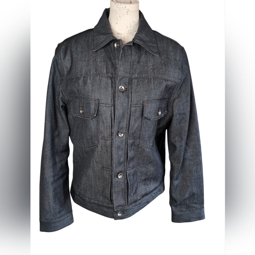 GAP 1969 07 Sherpa Lined Denim Trucker Jacket Dark Blue Wash Size Medium